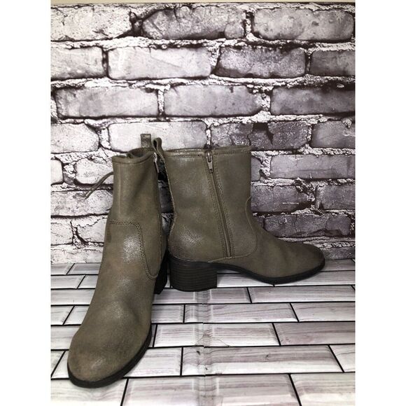 Clarks Metallic Leather Taupe Nevella Devon Zip Ankle Boots Women 7.5M US/38EU - Picture 9 of 16